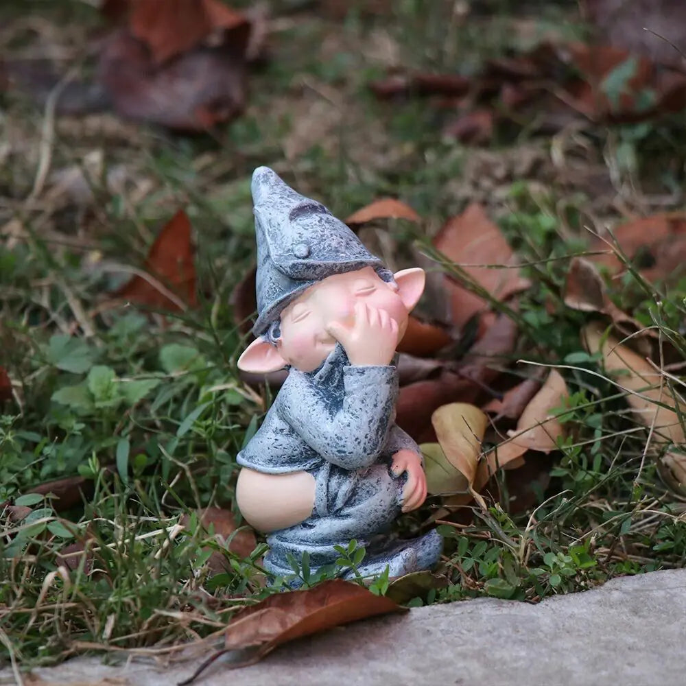 Pooping Naughty Gnome Miniature Statue Funny Resin Dwarf Home Garden Ornament US