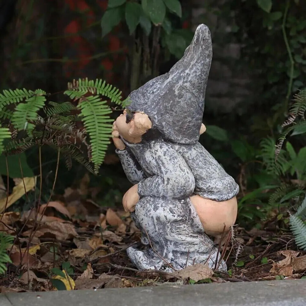 Pooping Naughty Gnome Miniature Statue Funny Resin Dwarf Home Garden Ornament US