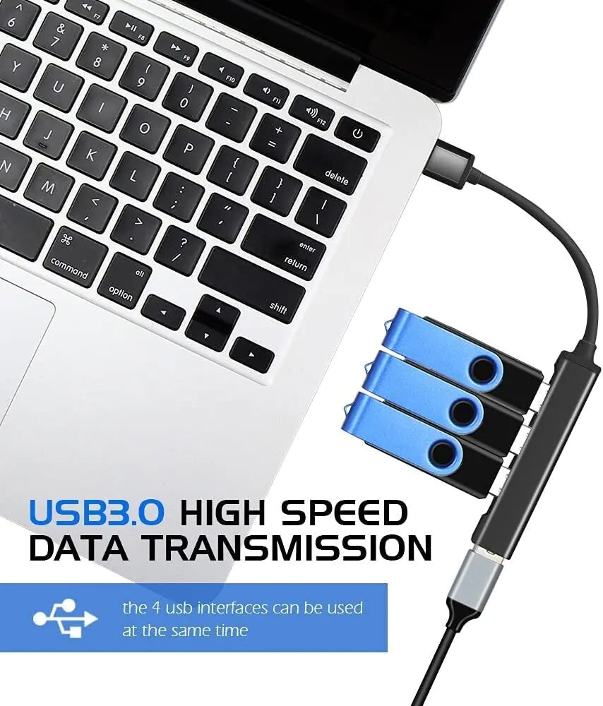 USB-C Type C to USB 3.0 4 Port Hub Splitter For PC Phone Mac iPad MacBook Pro