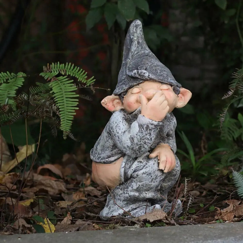 Pooping Naughty Gnome Miniature Statue Funny Resin Dwarf Home Garden Ornament US