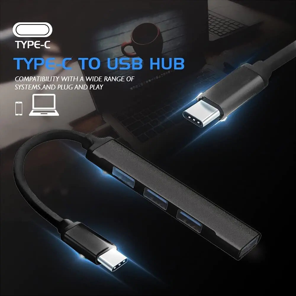 USB-C Type C to USB 3.0 4 Port Hub Splitter For PC Phone Mac iPad MacBook Pro