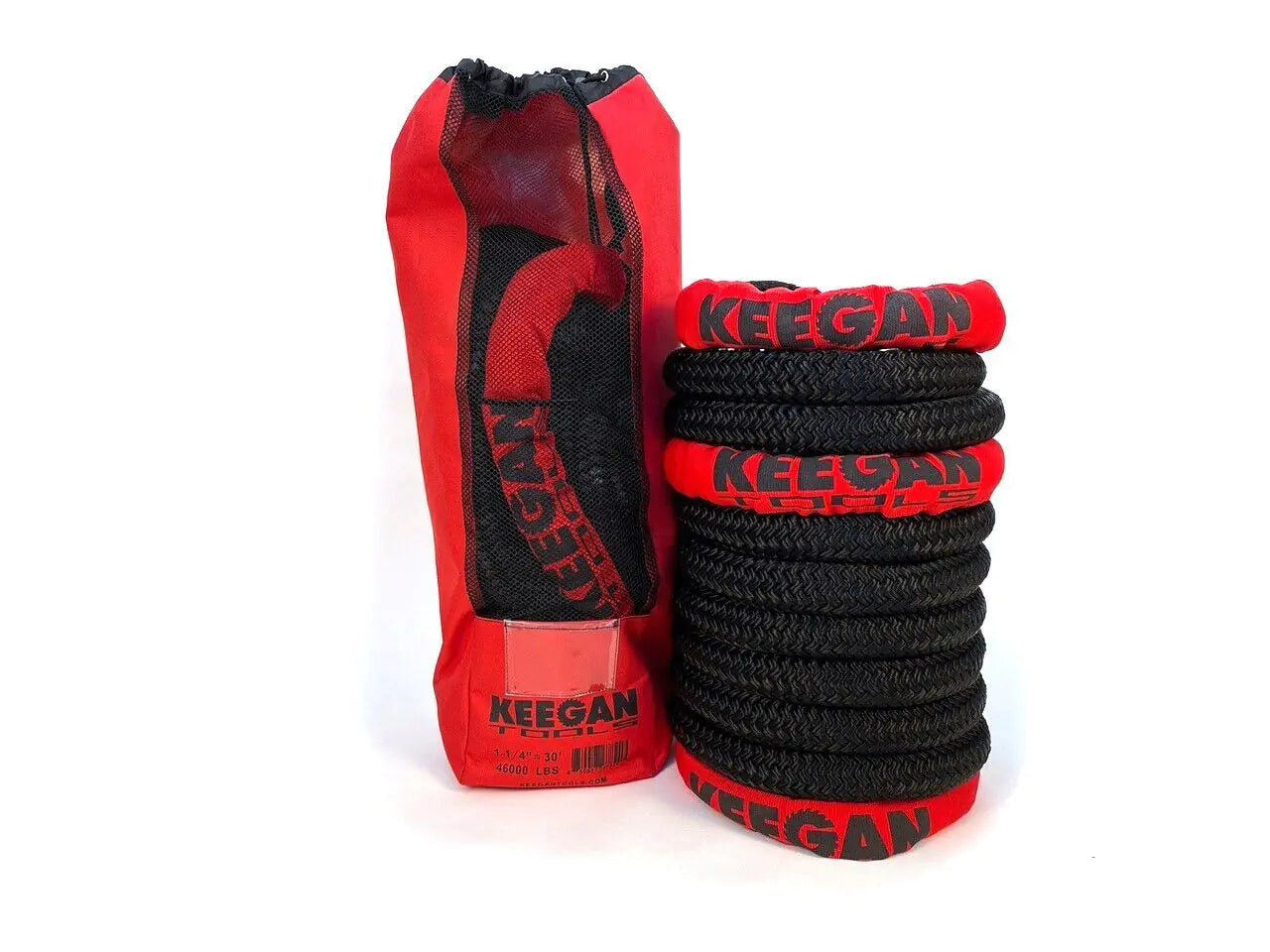 KEEGAN TOOLS 1.25"x30' Kinetic Energy Recovery Rope 46000 lbs Tow Rope Carry Bag