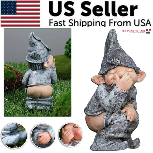 Pooping Naughty Gnome Miniature Statue Funny Resin Dwarf Home Garden Ornament US